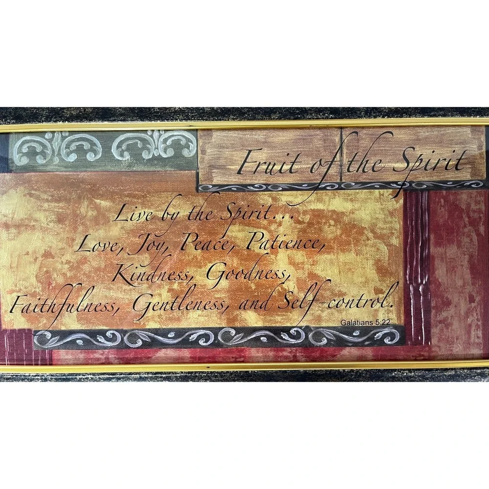 Fruit of the Spirit Framed Wall Art Galatians 5:22 Scripture Decor 22x11 in
